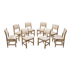 Set of Eight Oak Dining Chairs by Henning Kjærnulf, Denmark, 1960s