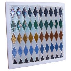1950s Spanish Decorative Tile Framed in Wood in Different Colours
