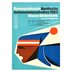 Original Vintage Sports Poster Austrian Nordic Ski Championships 1963 Skiing Art