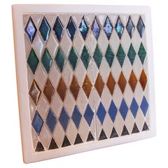 Piastrella decorativa spagnola degli anni '50 incorniciata in Wood in diversi colori
