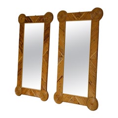 Colin Morrow, Pair of Large Mirrors with Rattan Frame
