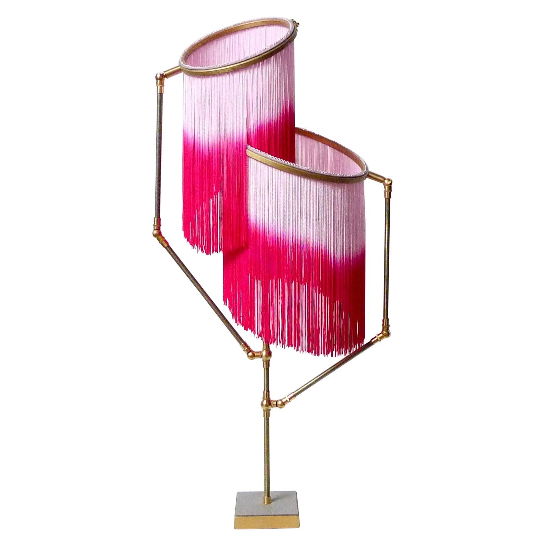 No. 21 Pink Fringes Dip Dyed Contemporary Art Table Lamp by Sander Bottinga