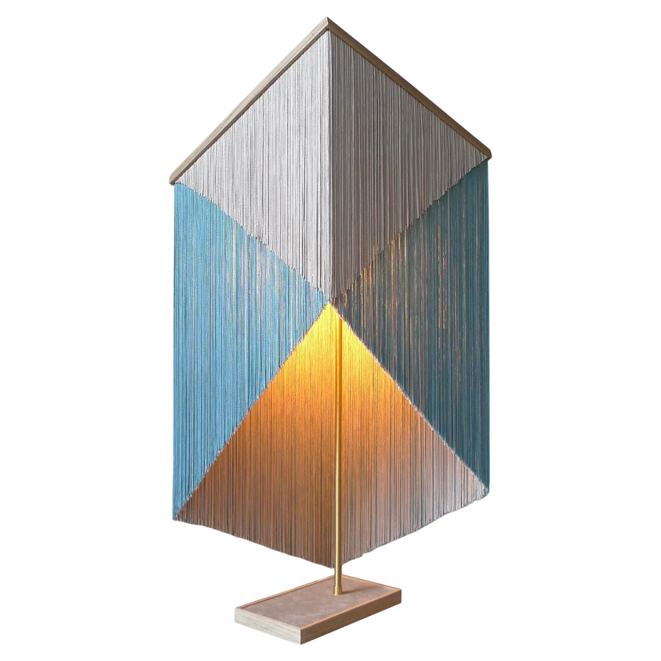 Mehrgeometrische quadratische Tischlampe Nr. 29 D in Blau und Beige von Sander Bottiga, Sander Bottiga