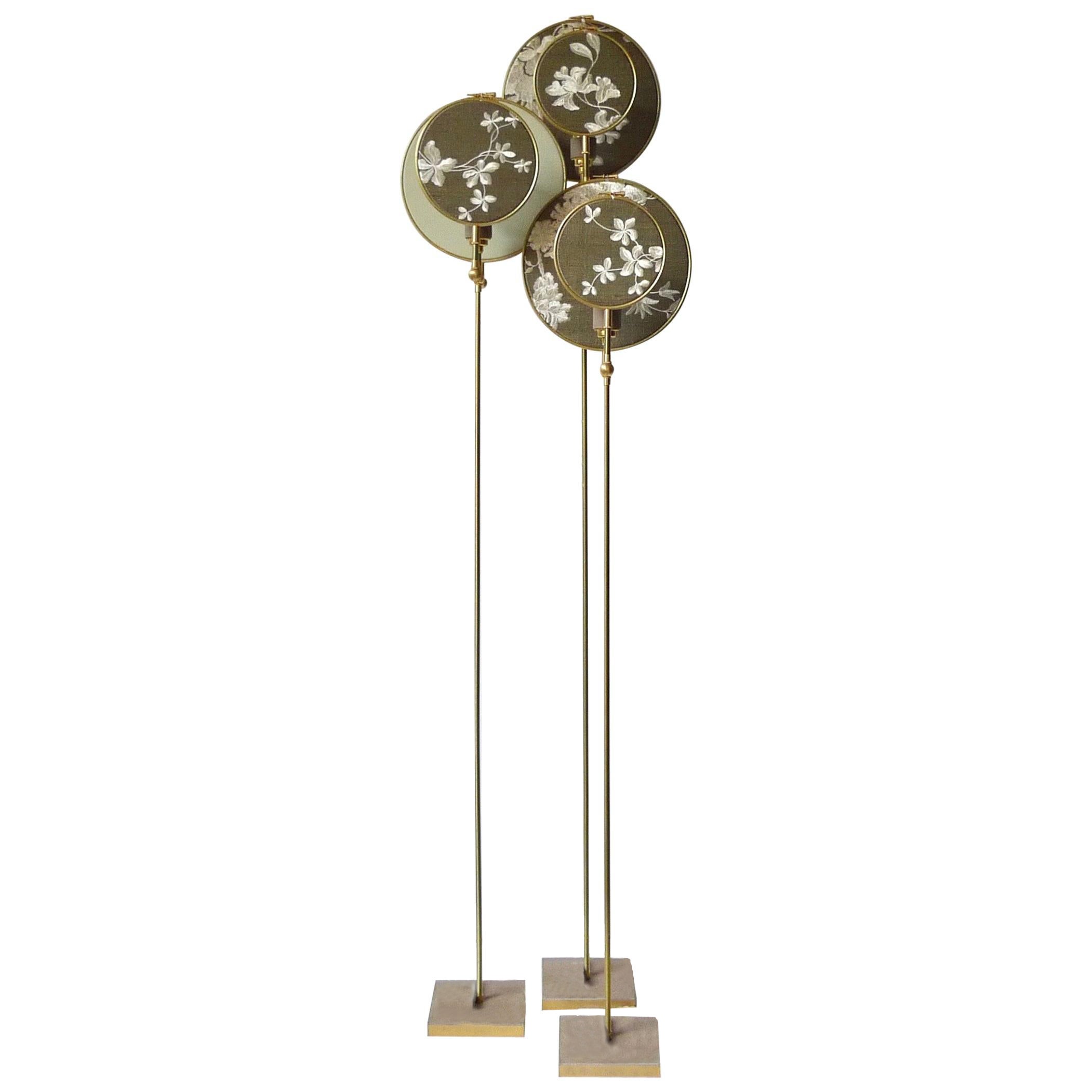 No.19 Set of 3 Circle Green Grey Contemporary Floor Lamps by Sander Bottinga