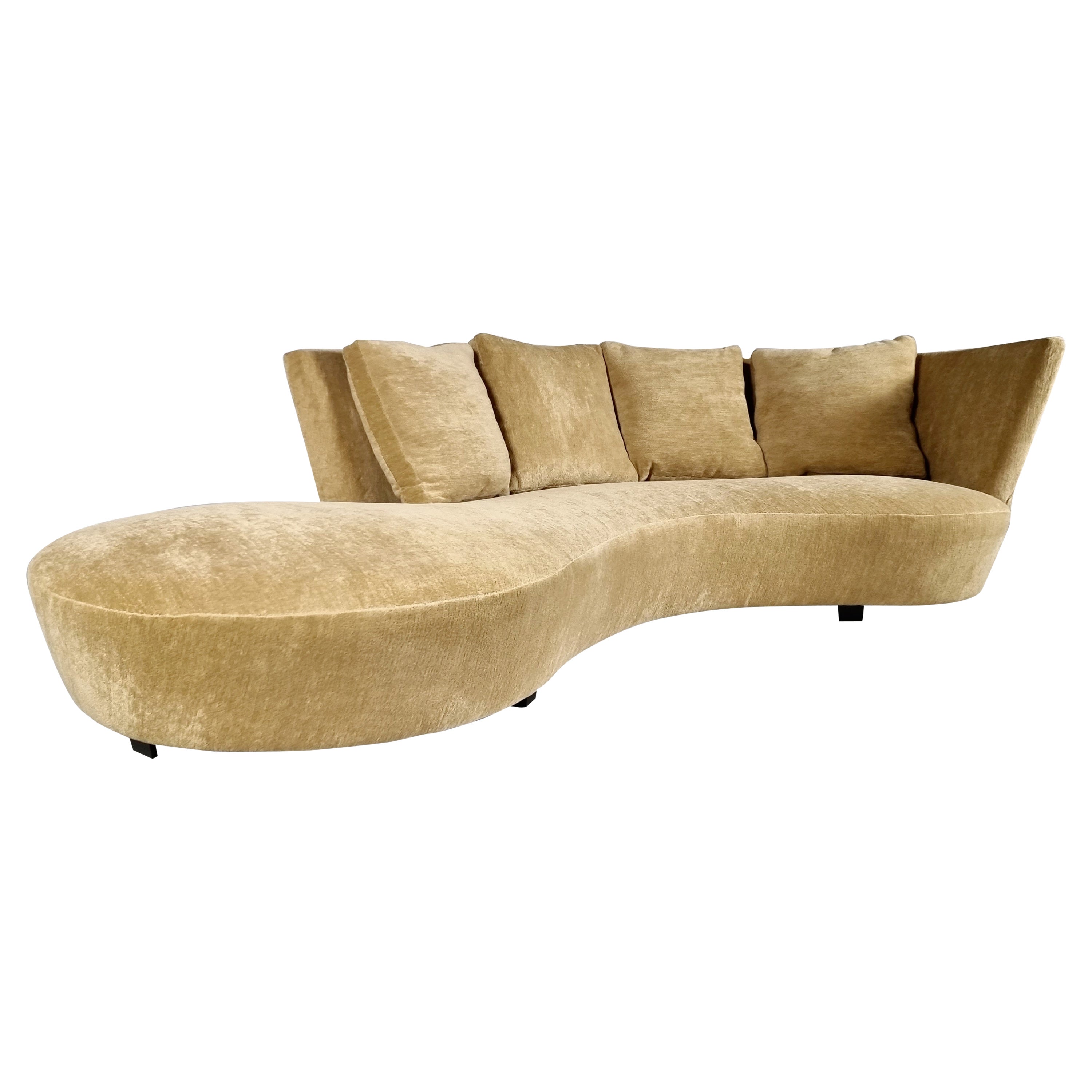 Crescent Sofa Reupholstered in Chenille Fabric by Vladimir Kagan