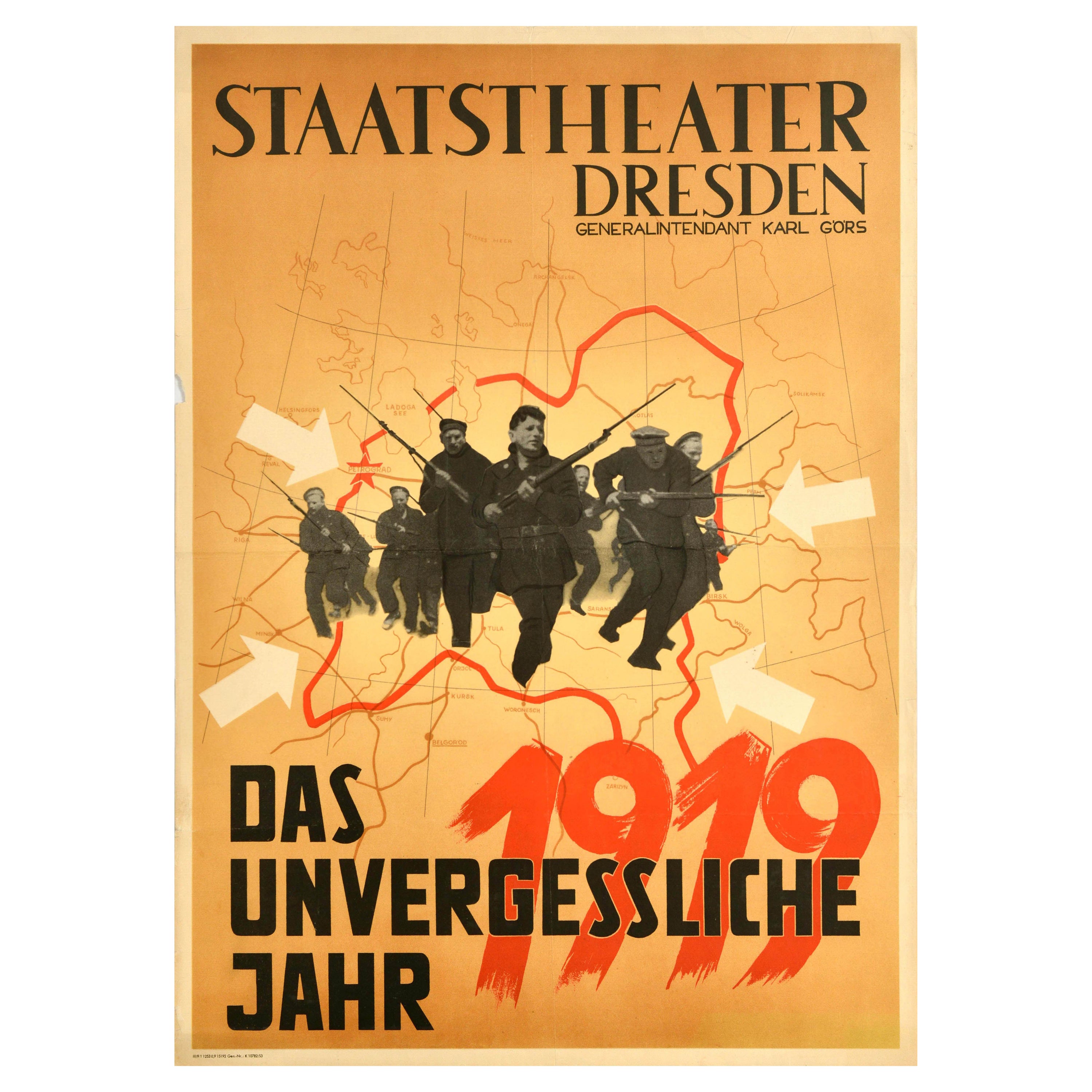 Cartel de cine original de época El año inolvidable 1919 Película de la guerra civil rusa