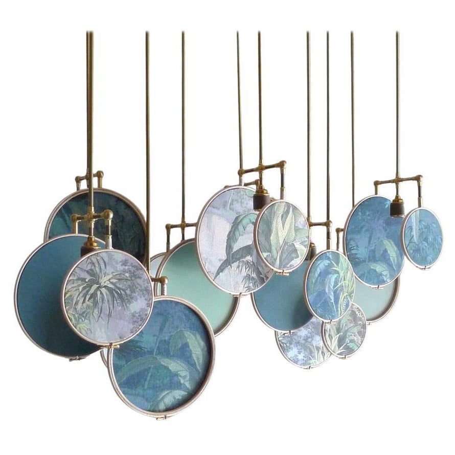 N. 17 Set di 10 lampade a sospensione a cerchio blu/verde/grigio di Sander Bottinga