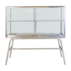 Retro Italian Mid-Century Modern Aluminium and Glass Pharmacy Vitrin, 1950s