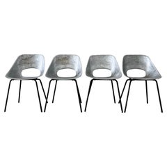 Chaises tulipe en aluminium coulé de Pierre Guariche pour Steiner, lot de 4