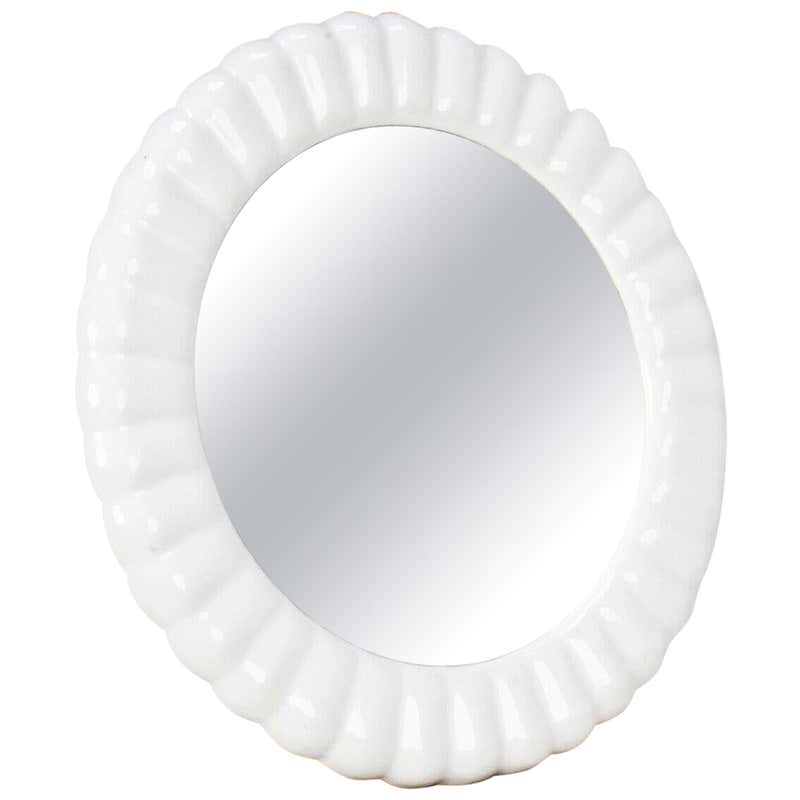 Vintage Ruffle Scalloped White Lacquered Wall Mirror at 1stDibs | white ...