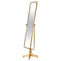 Vintage Italian 1960s Brass and Glass Freestanding Mirror