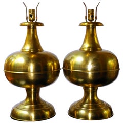 Vintage Pair of Large Brass Lamps