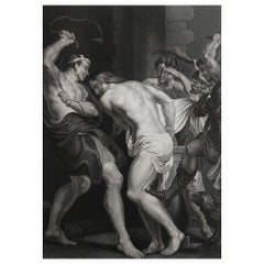 Original Antique Print After Rubens, Flagellation of Christ, circa 1840