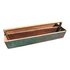 Used Early Primitive Robin Egg Blue Painted Tool Knife Box, 1860s