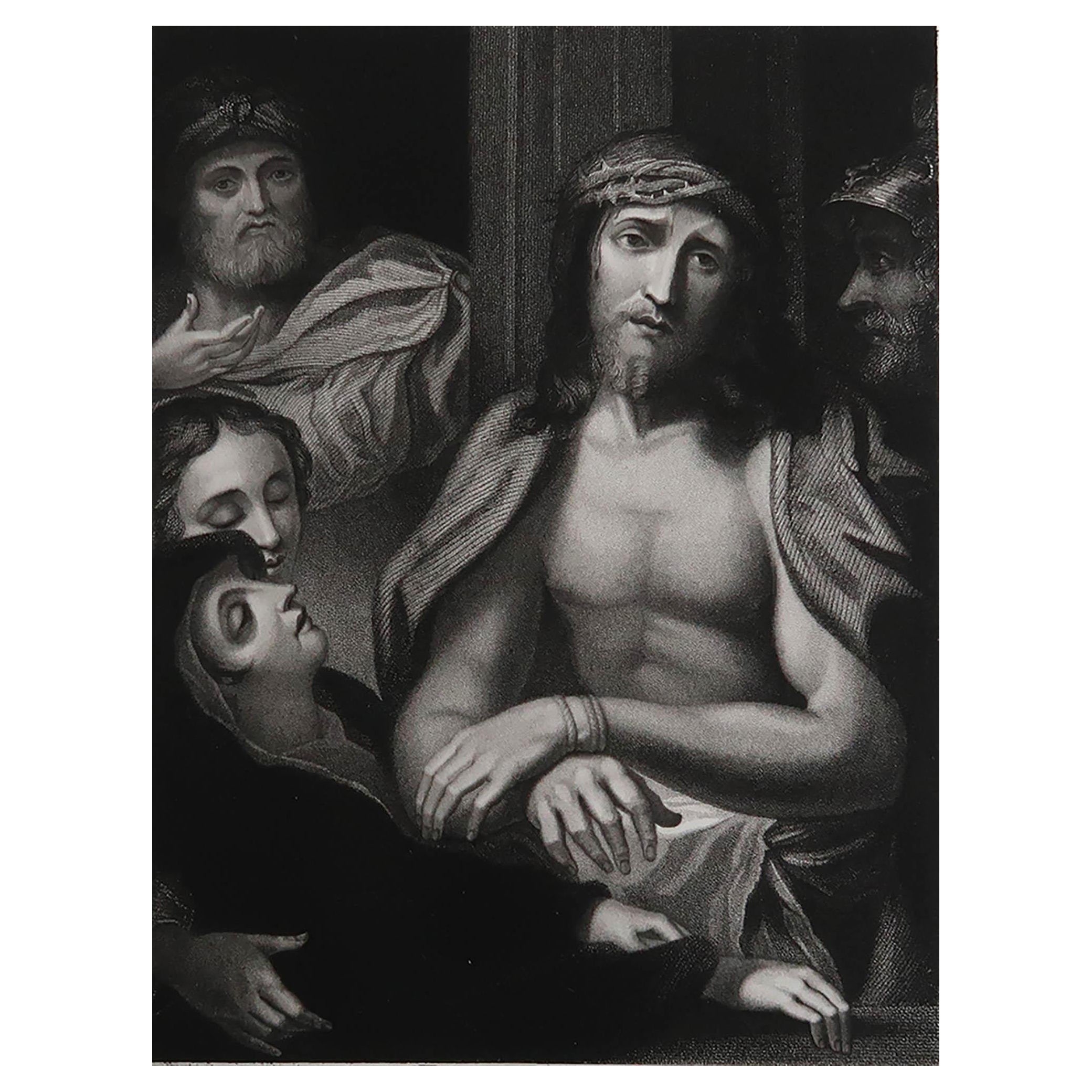 Originaler antiker Druck nach Correggio, Ecce Homo, um 1850