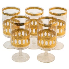 Culver Ltd Antigua Pattern 22 K Gold Barware Glasses Set of 5 Retro from 1950