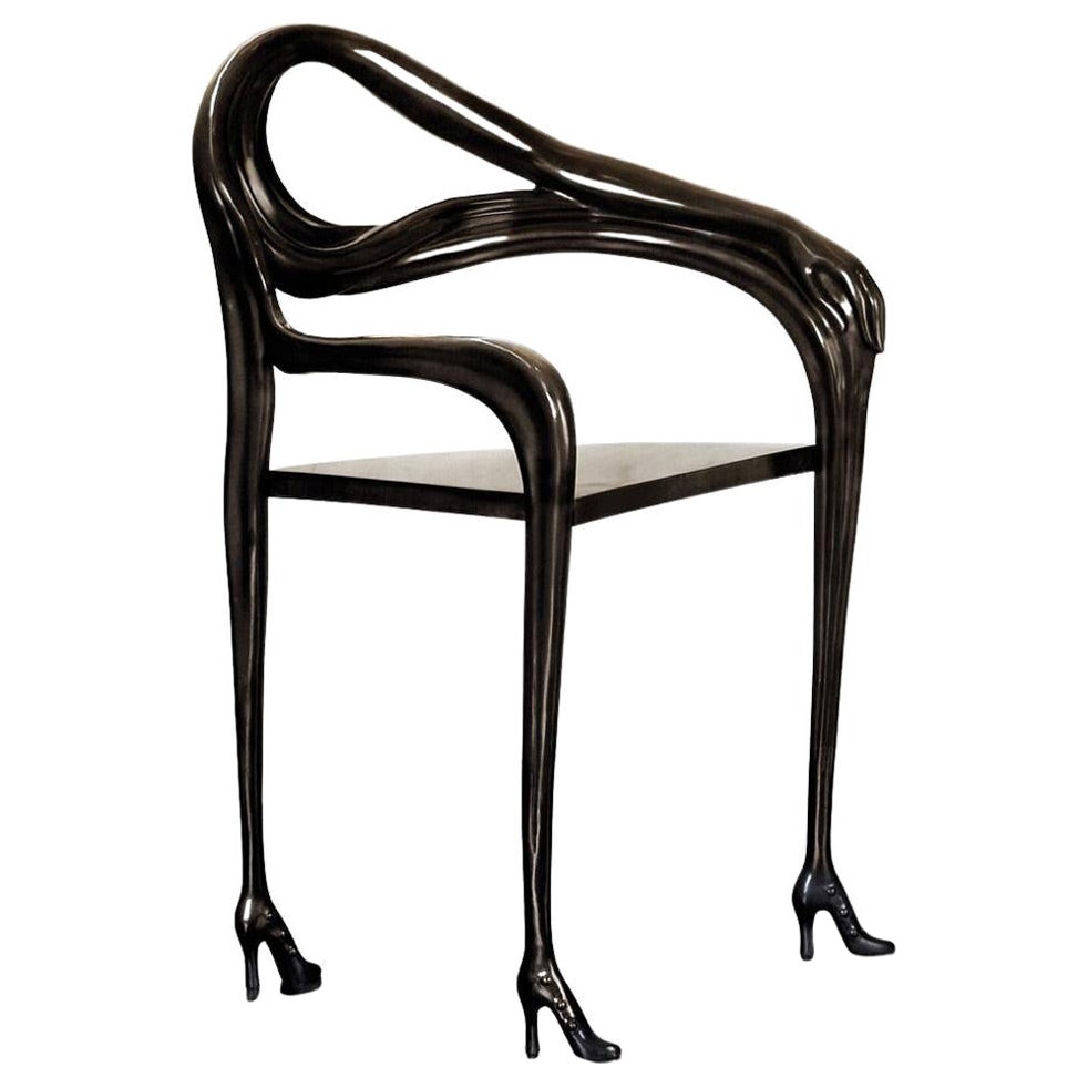 20th Century black chair model "Leda" by Salvador Dali spanish surrealist design For Sale