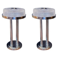 Vintage Handmade Crystal & Chrome Table Lamps