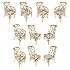 Restored 10 Original Paul Frankl Rattan Dining Chairs, Circa 1934