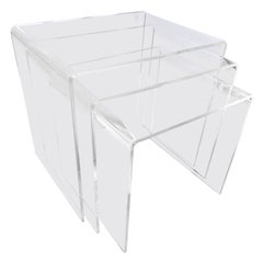 Set of Three Iconic Midcentury Lucite Acrylic Waterfall Nesting Tables