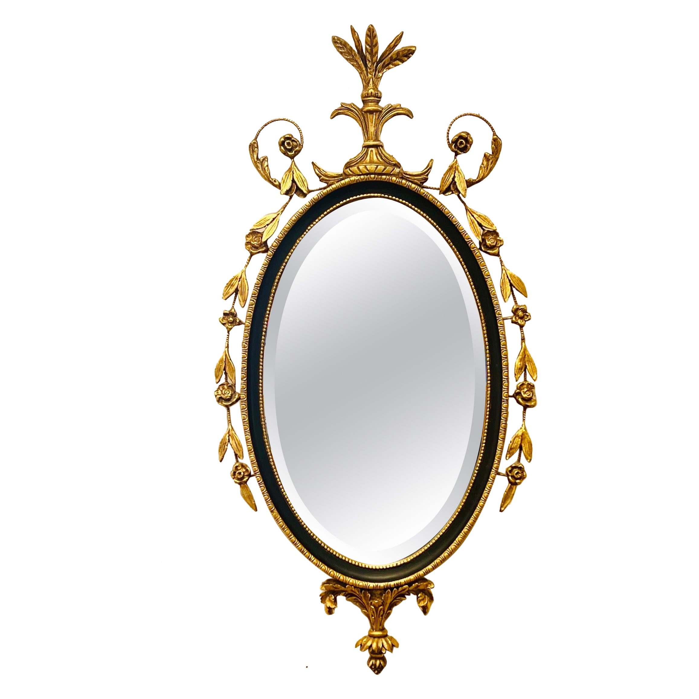 Oval Mirror, Dark Wood, 1920 For Sale at 1stDibs