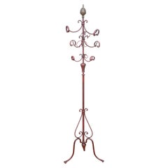 Italian Deep Red Metal Coat Rack, circa 1940s