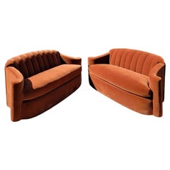 Retro Mid-Century Modern Loveseats by Larry Laslo for Directional, Pair