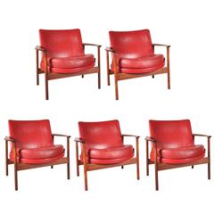 Set of 5 Easy Chairs by Ib Kofod Larsen for Fröscher Germany, circa 1960