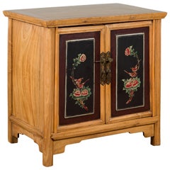 Late Qing Dynasty Side Cabinet with Hand Painted Flower and Bird Décor