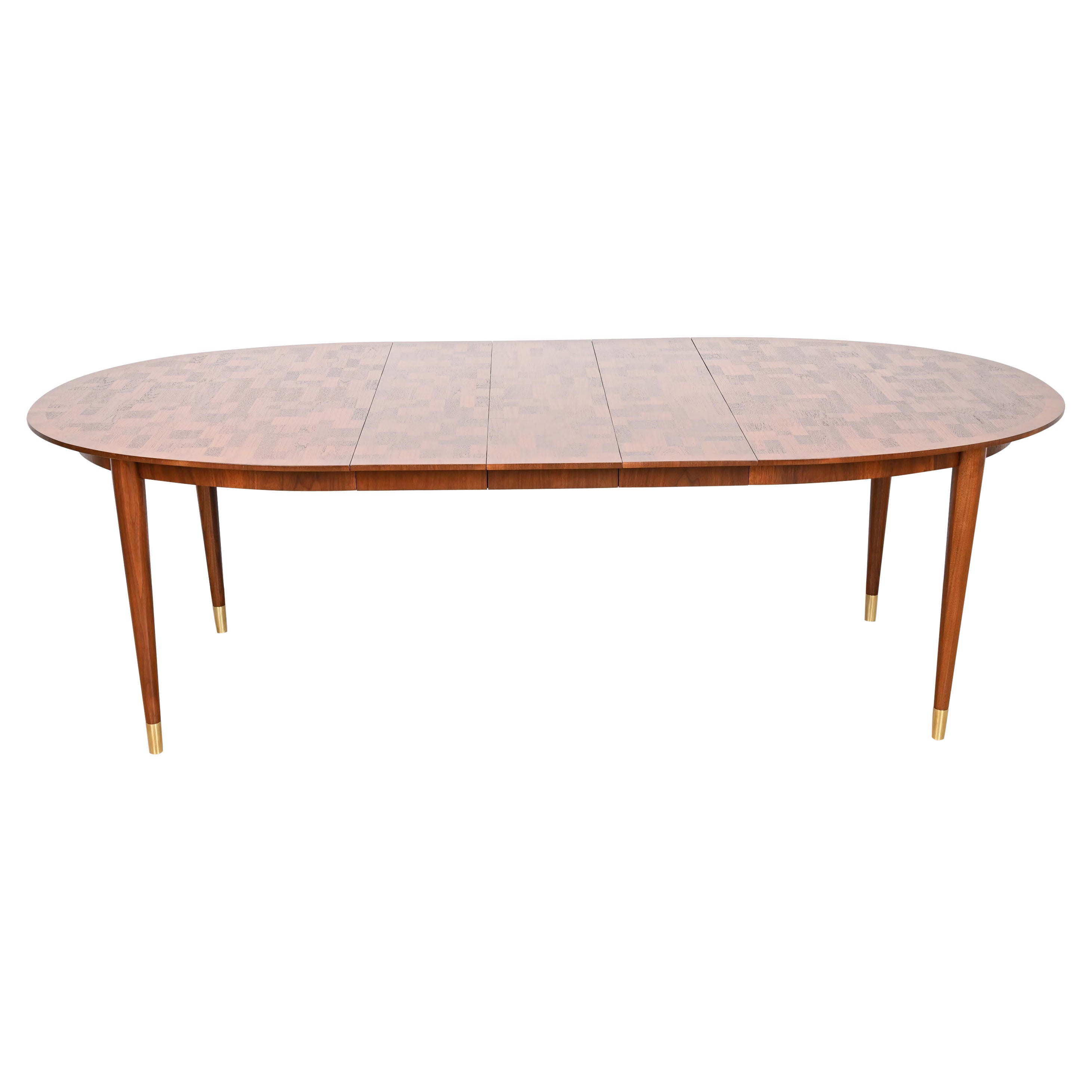 Bert England for Johnson Furniture Patchwork Walnut Dining Table, Refinished For Sale