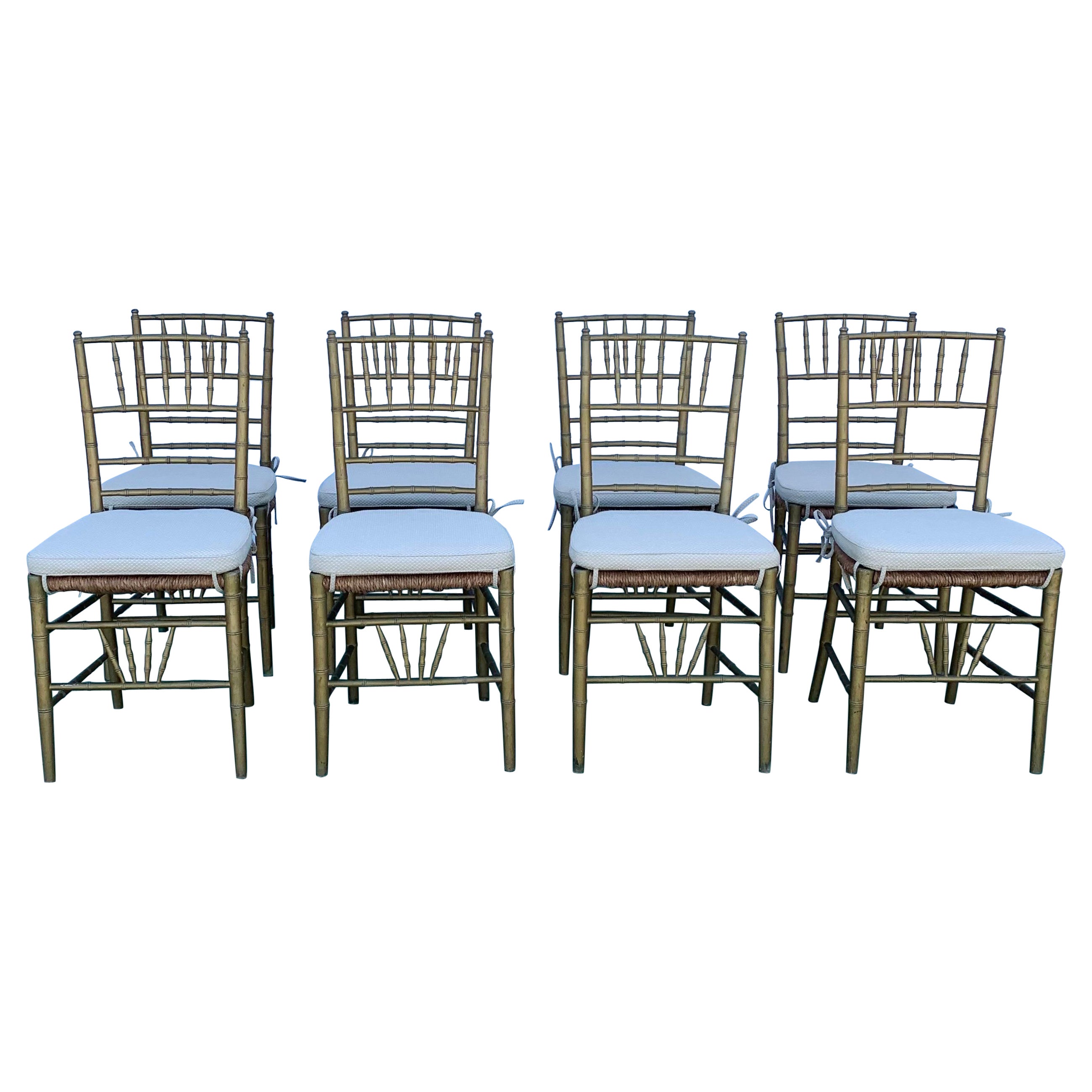 Vintage Italian Chiavari Style giltwood Dining Chairs For Sale