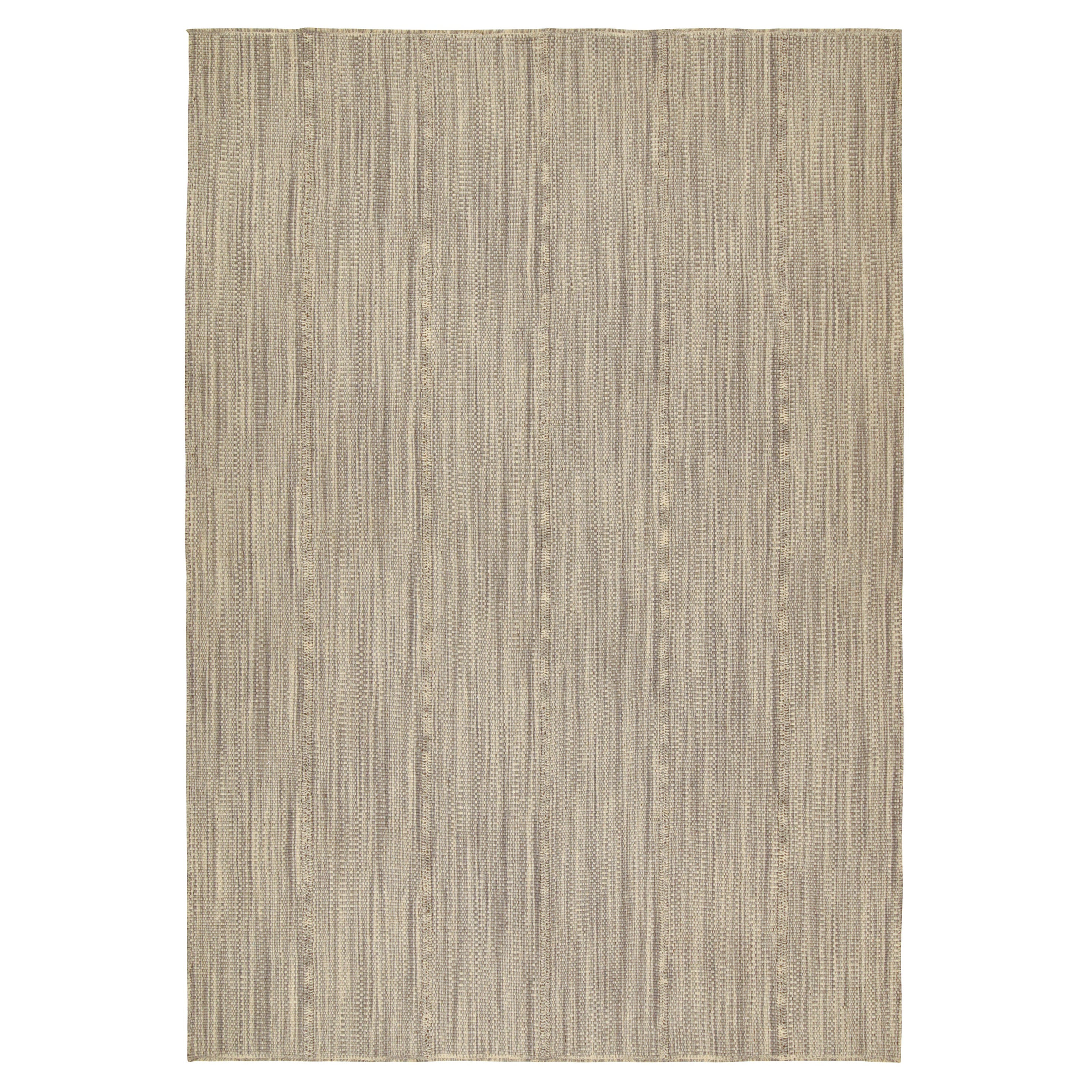 Rug & Kilim’s Contemporary Kilim Rug in Beige-Brown with Gray Accents