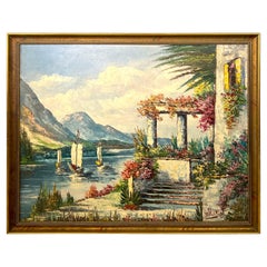 Midcentury Italian Impressionist Marina Landscape by Griblioni