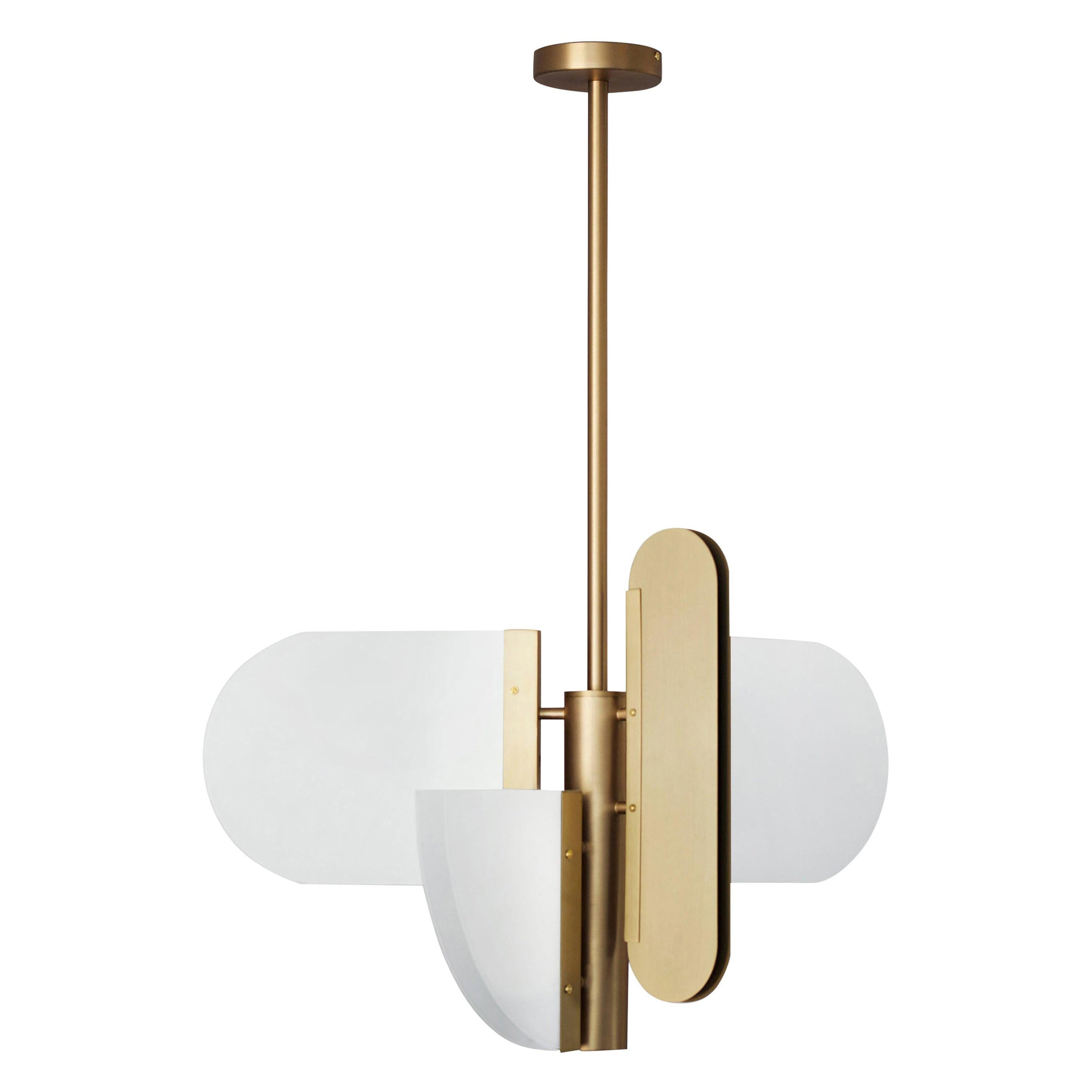 Brass Geometric Task Pendant Lamp by Square in Circle