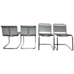 Set of 4 Gray Leather Spoleto B33 Chairs by Marcel Breuer for Knoll