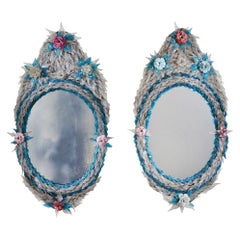 Near Pair of Oval Venetian Mirrors