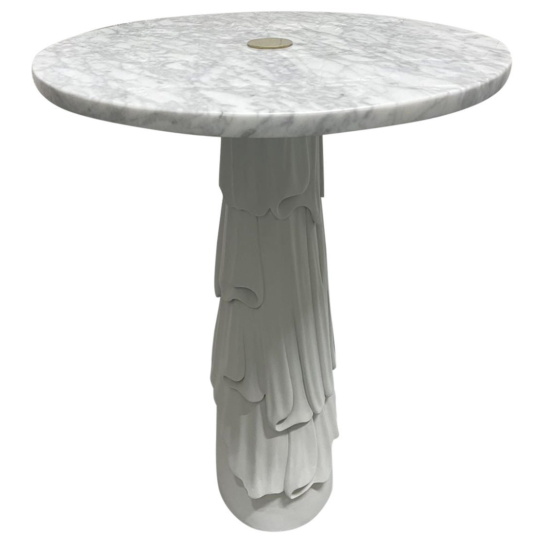 Decorative Carrara Marble Top Hollywood Regency Side Table For Sale
