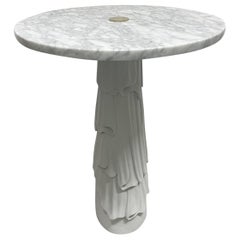 Decorative Carrara Marble Top Hollywood Regency Side Table