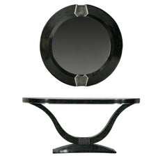 Maitland Smith Tessellated Console and Round Mirror