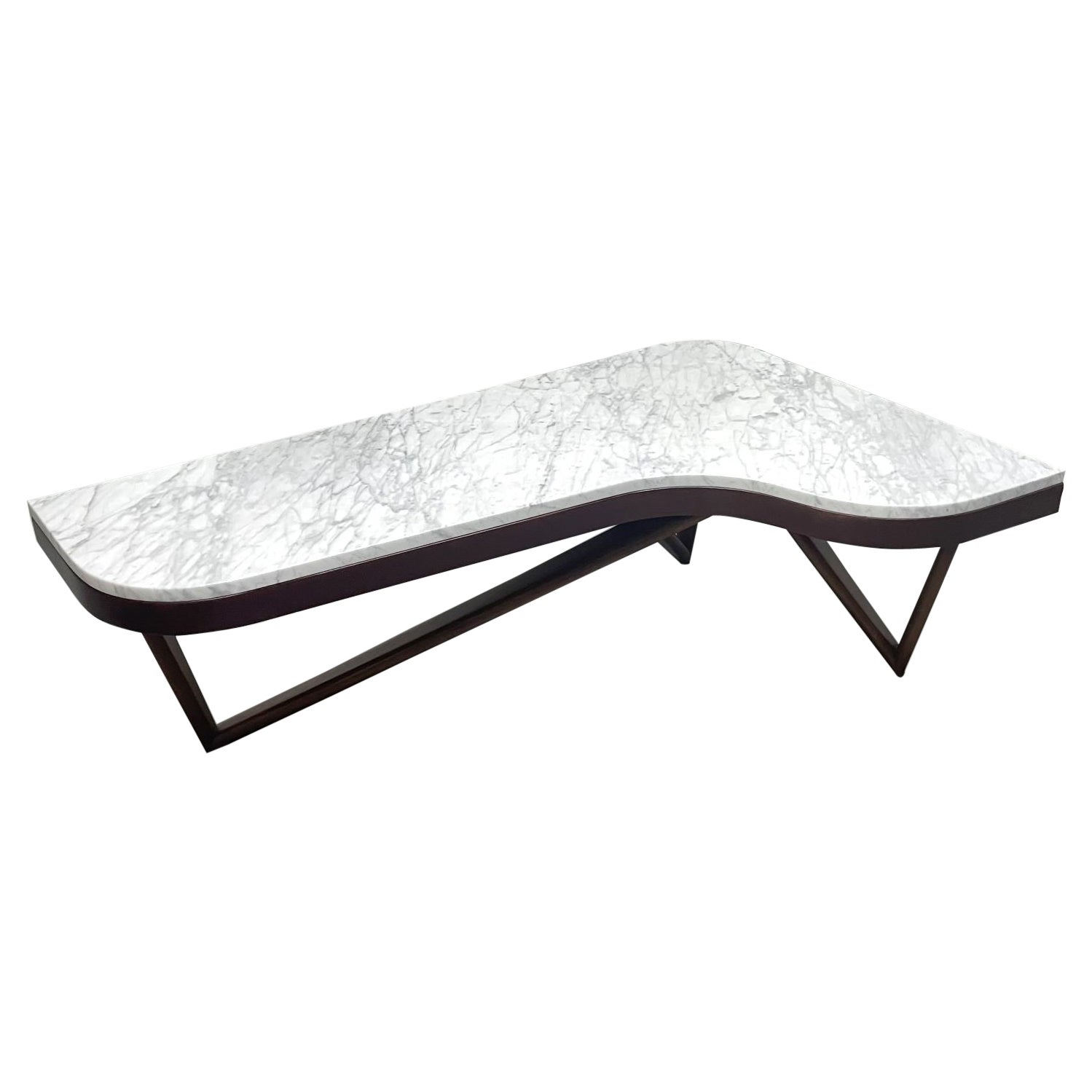 Mid-Century Modern Boomerang Shaped Marble Top Coffee Table For Sale