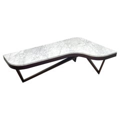 Mid-Century Modern Boomerang Shaped Marble Top Coffee Table