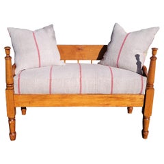 19th Century Daybed with Antique Homespun Linen Cushion