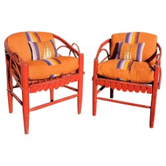 Original Painted Twig Chairs with Serape Cushions