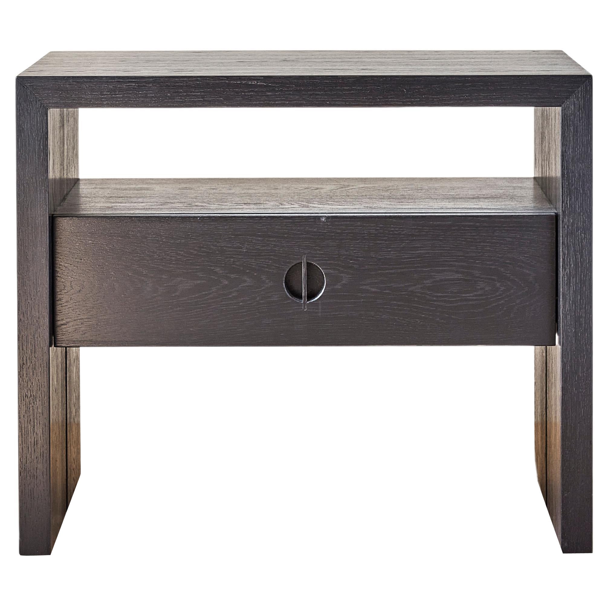 Jameson Nightstand, Solid Ebonized Oak by Lynnea Jean For Sale