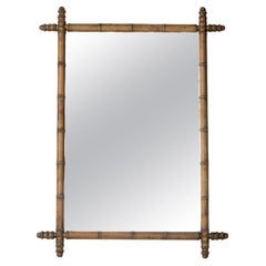 Large Antique French Faux Bamboo Wall Mirror, circa 1920s, No. 1