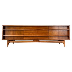 Vintage Sculptural Base Curved Low Credenza by Young Mfg