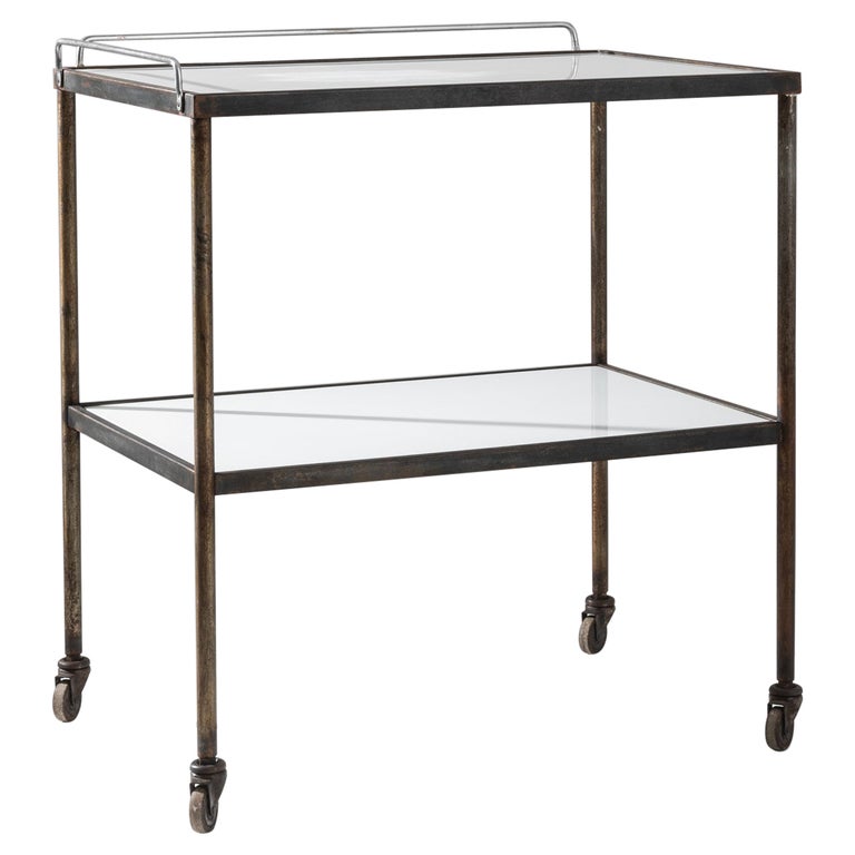 Vintage Metal Bar Cart For Sale at 1stDibs