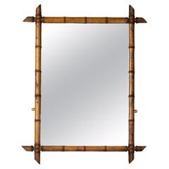 Large Antique French Faux Bamboo Wall Mirror, circa 1920s, No. 2
