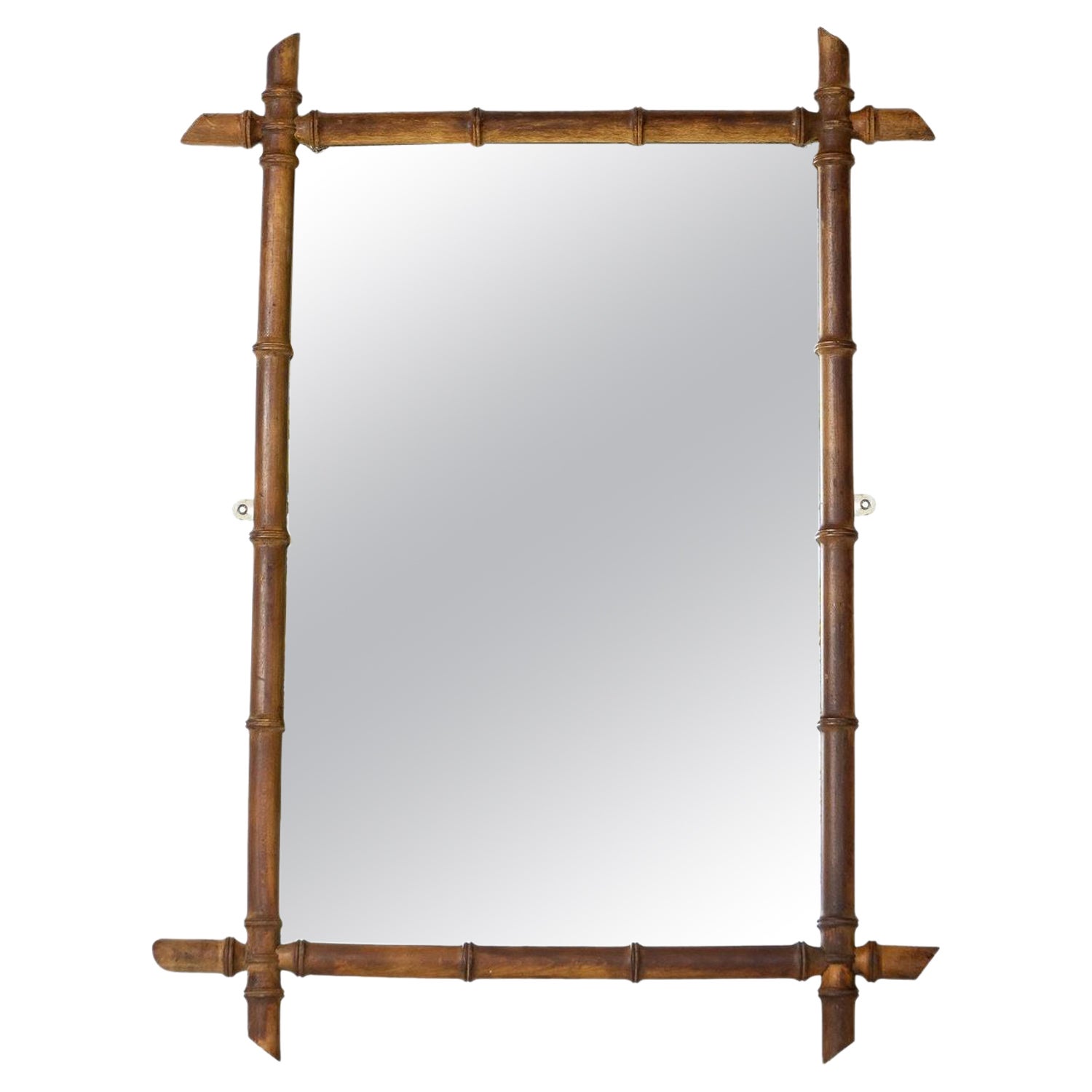 Large Antique French Faux Bamboo Wall Mirror, circa 1920s, No. 3 For Sale  at 1stDibs