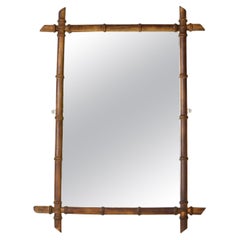 Large Antique French Faux Bamboo Wall Mirror, circa 1920s, No. 3